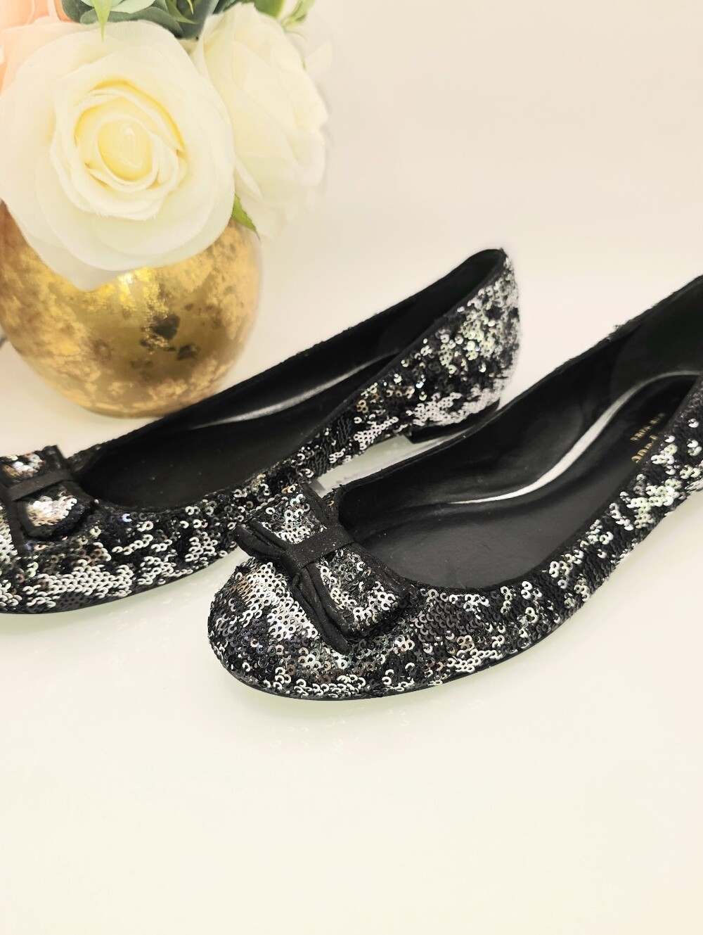 Kate Spade Black & Silver Sequin Slipper Flats - Picture 3 of 7